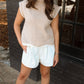 High Waist Leather Shorts- Ivory