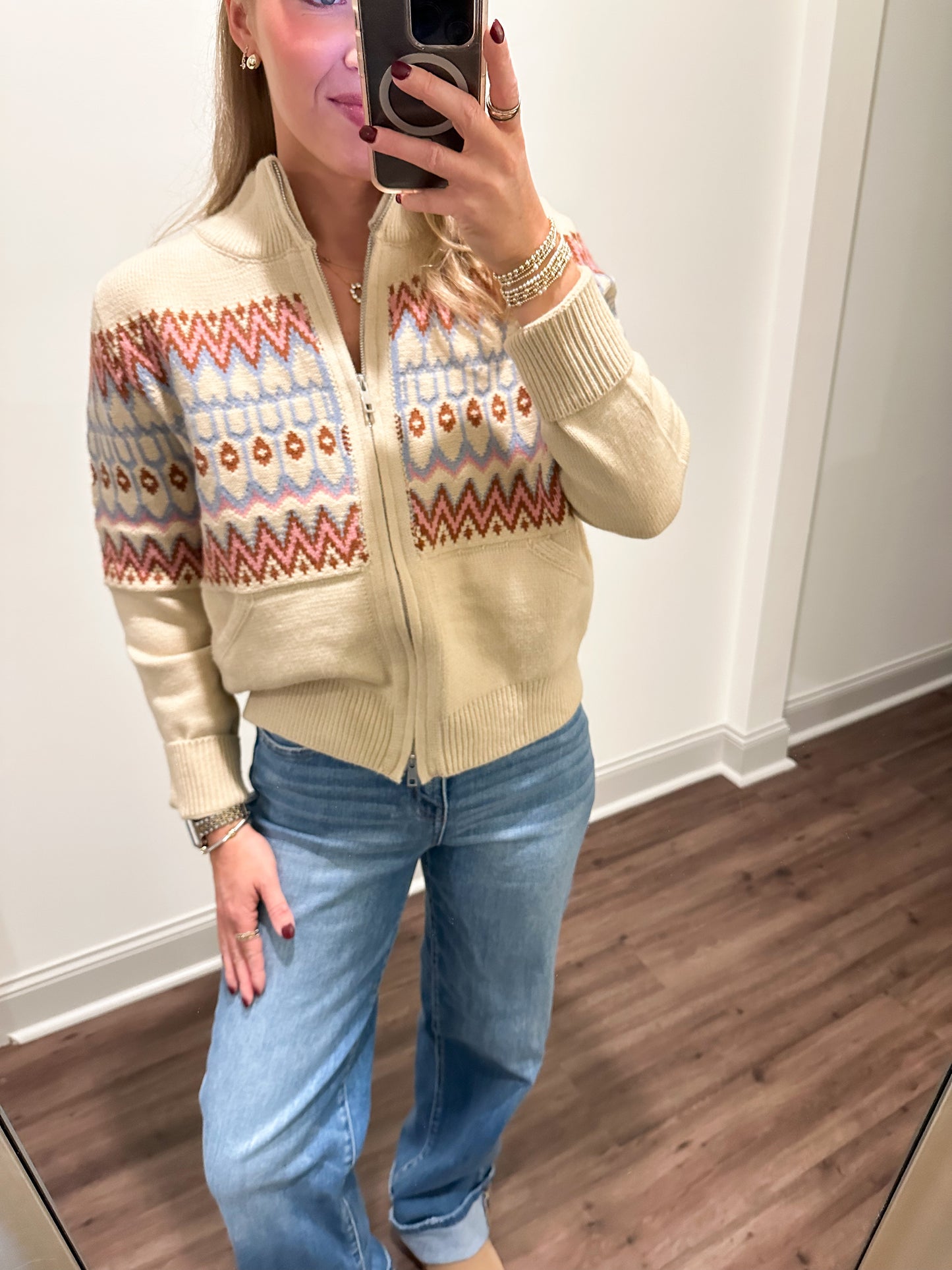 Lysa Isle Zip Up Cardigan- Sand