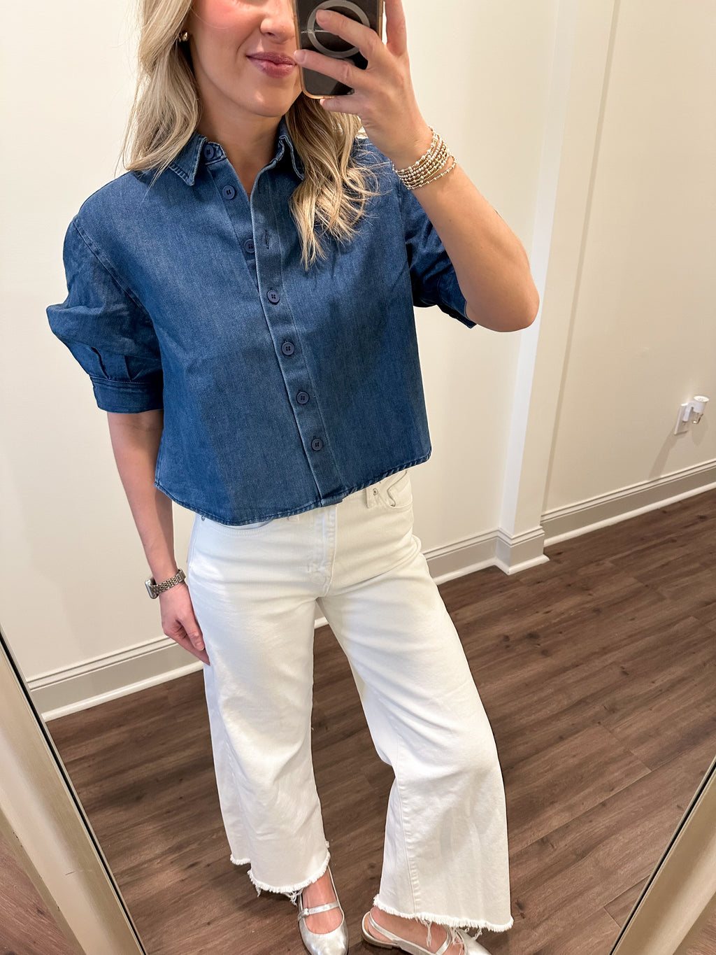 Leanna Cropped Denim Shirt