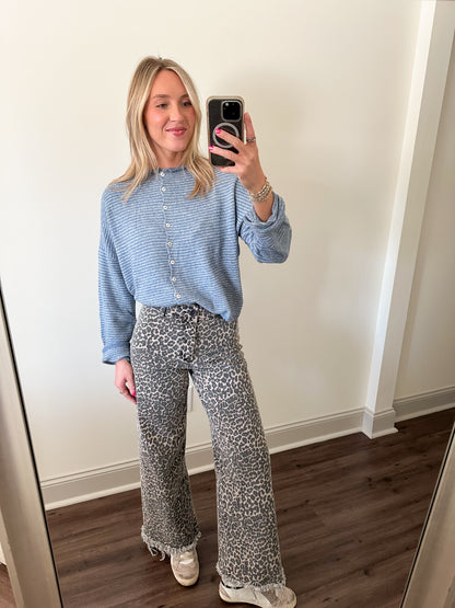 Piper Mini Stripe- Dusty Blue