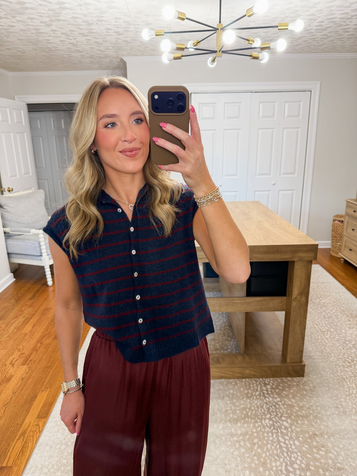 Cabana Stripe Piper Vest- Navy