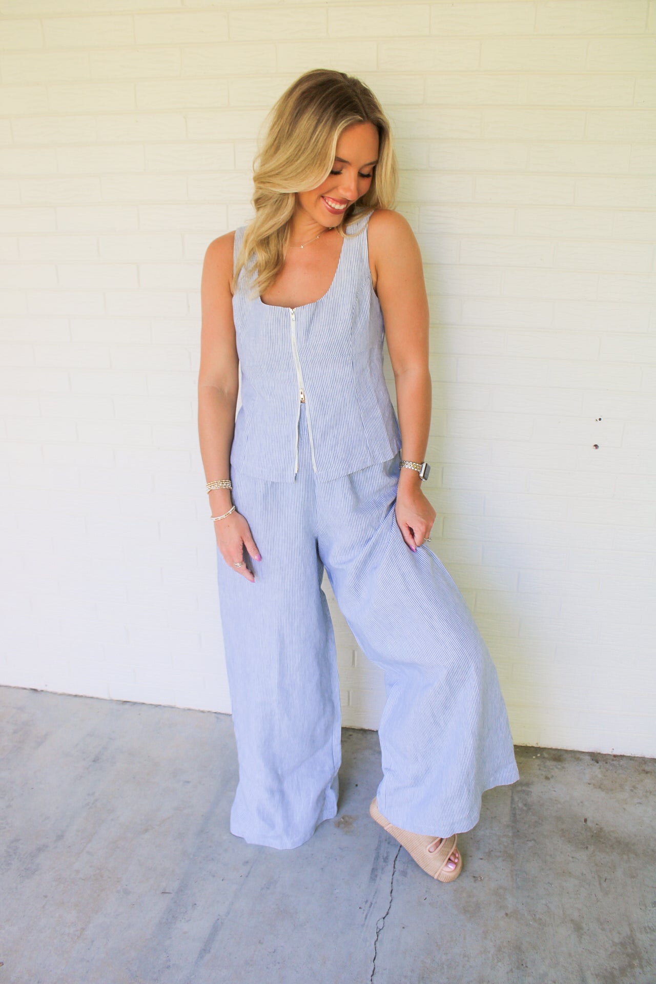 Sarah Zipper Top- Denim