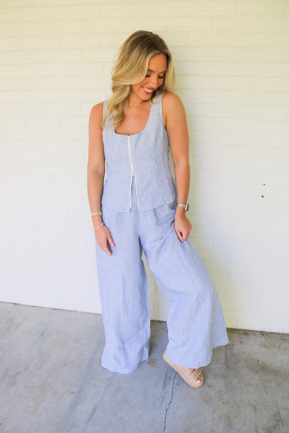 Sarah Zipper Top- Denim