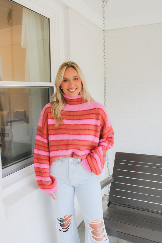 Mia Sweater- Pink/Orange