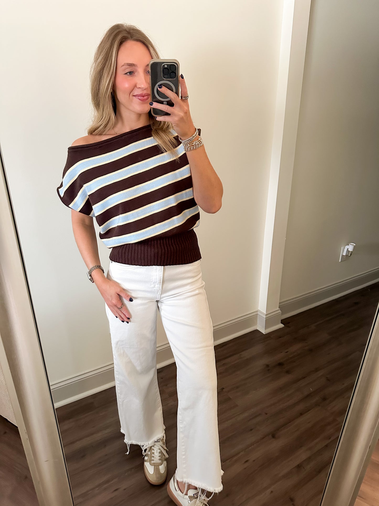 Bentley Stripe Top- Brown/Blue