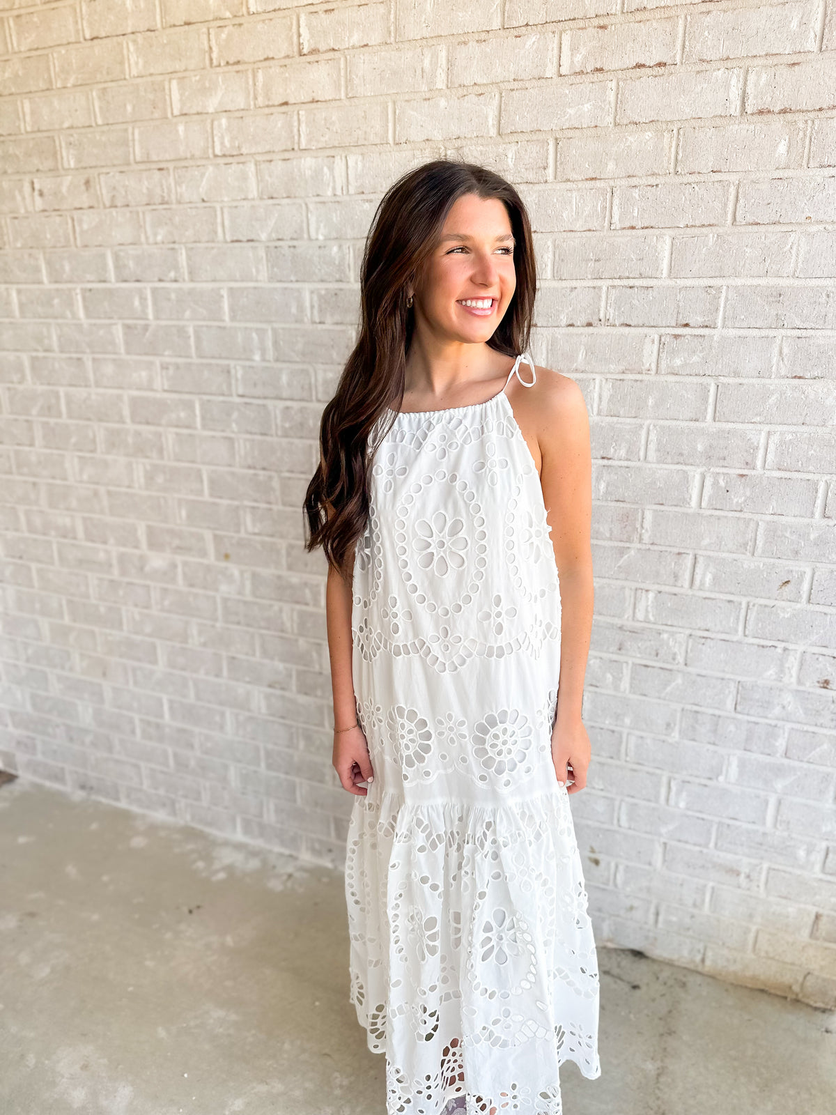 Elegant Eyelet Maxi- White