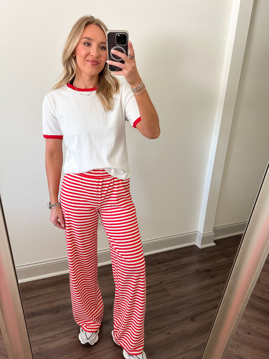 Ringer T Shirt- White/Red