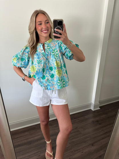 Claire Top- Lime Multi