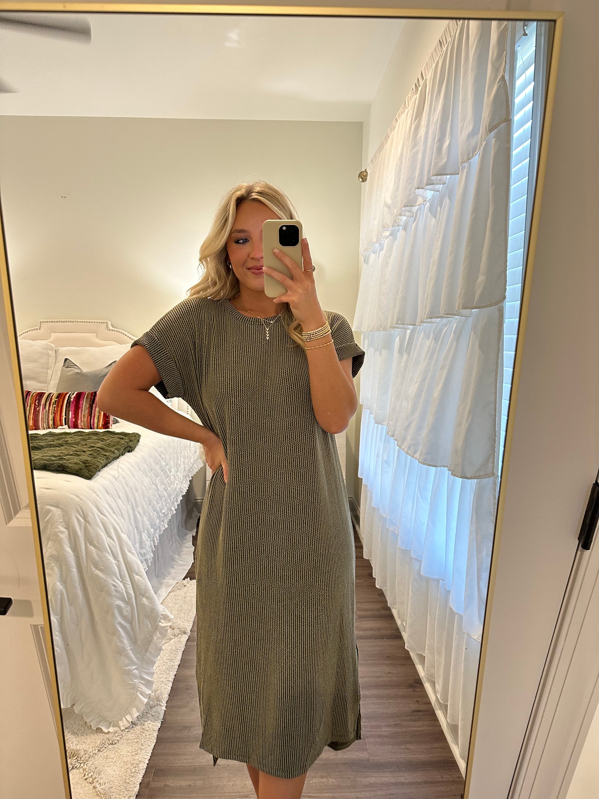 olive ribbed midi dress Olive Ribbed Midi Dress Laverne + Frankie
