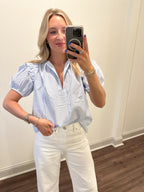 Selina Puff Sleeve Keyhole Blouse