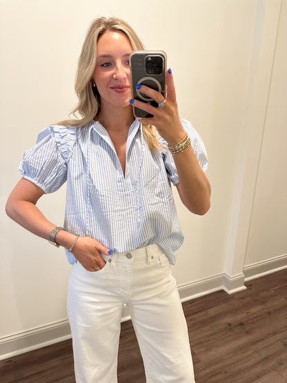 Selina Puff Sleeve Keyhole Blouse