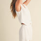 Linen Tuxedo Vest Set- White