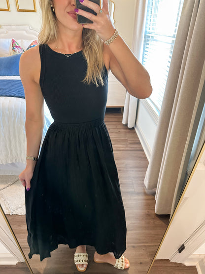 Mixed Media Dress- Black