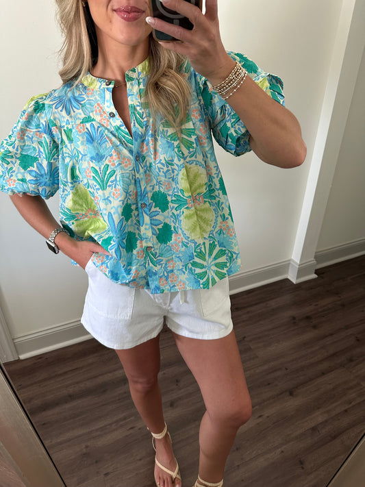 Claire Top- Lime Multi