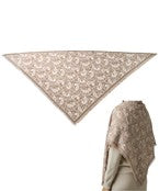 Triangle Paisley Knit Fringed Scarf- Tan