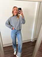 Piper Cardigan- Mini Stripe Denim