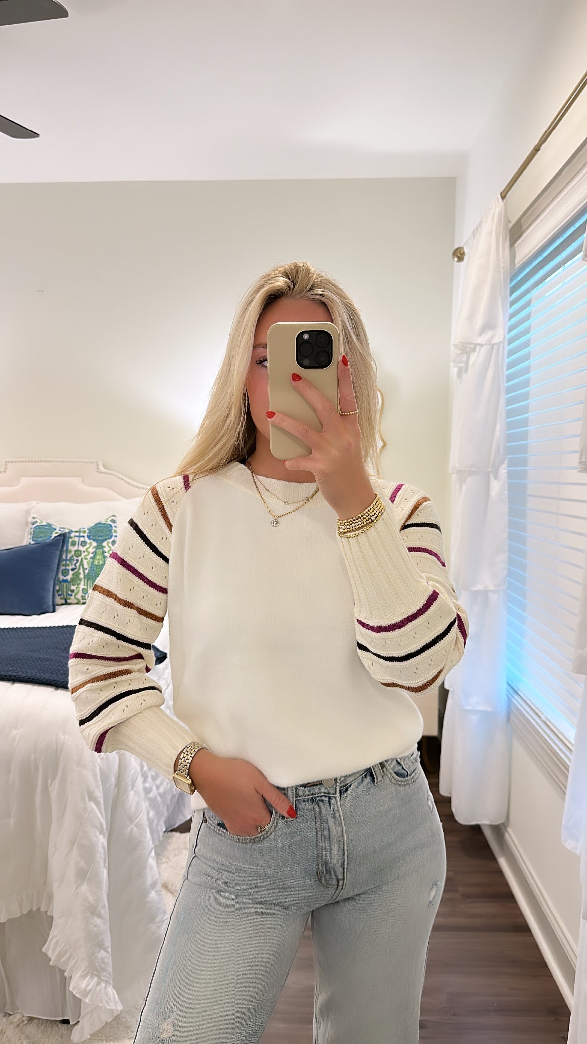 Striped Sleeve Sweater