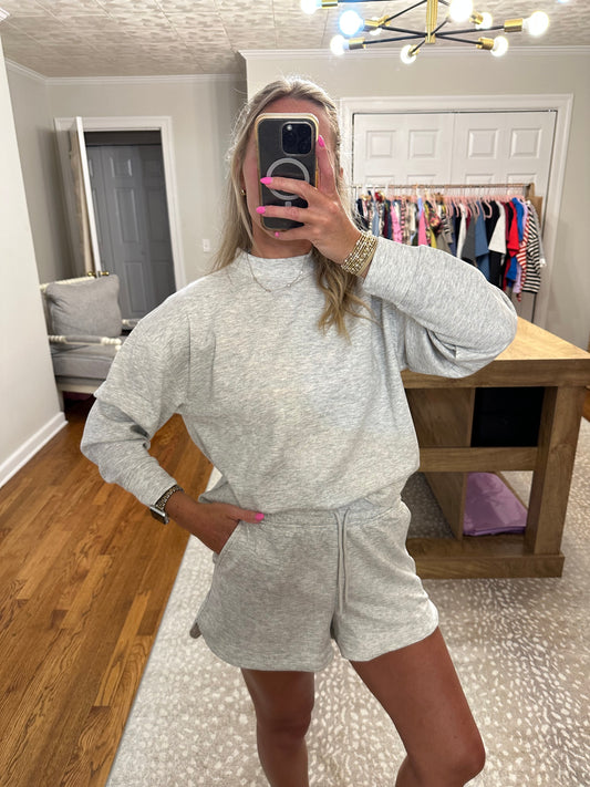 Scuba Pullover & Shorts Set- Heather Grey