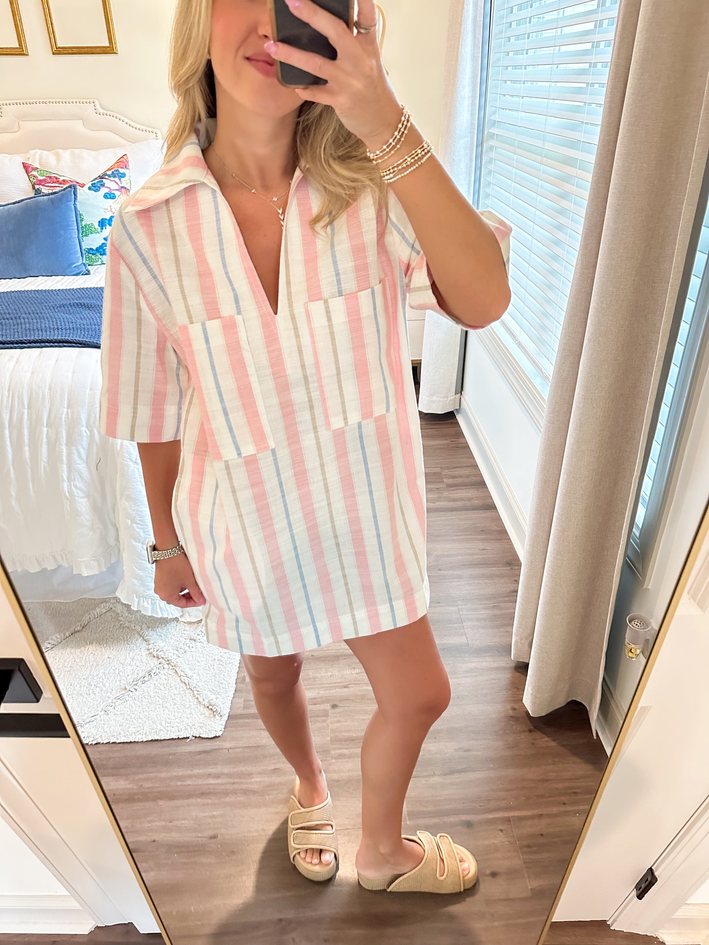 Jules Stripe Dress- Pink/Blue