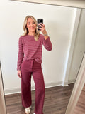 Noah Stripe Top- Wine