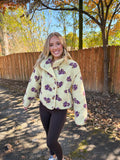 Annalise Floral Sherpa Jacket- Yellow