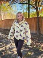Annalise Floral Sherpa Jacket- Yellow