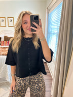 Ava Cardigan Top- Black