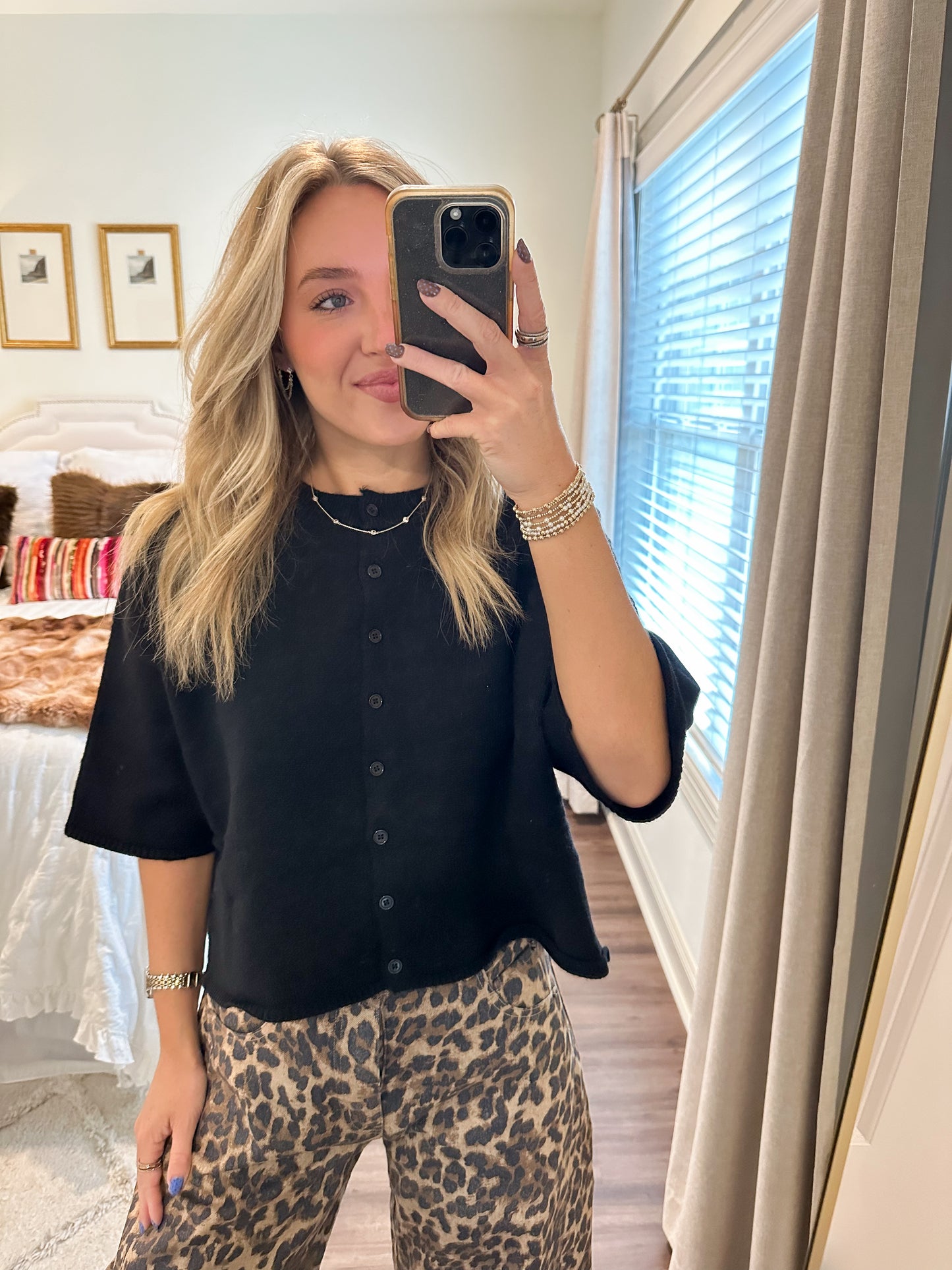 Ava Cardigan Top- Black