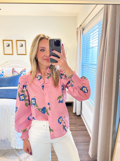 Rosie Floral Top- Pink