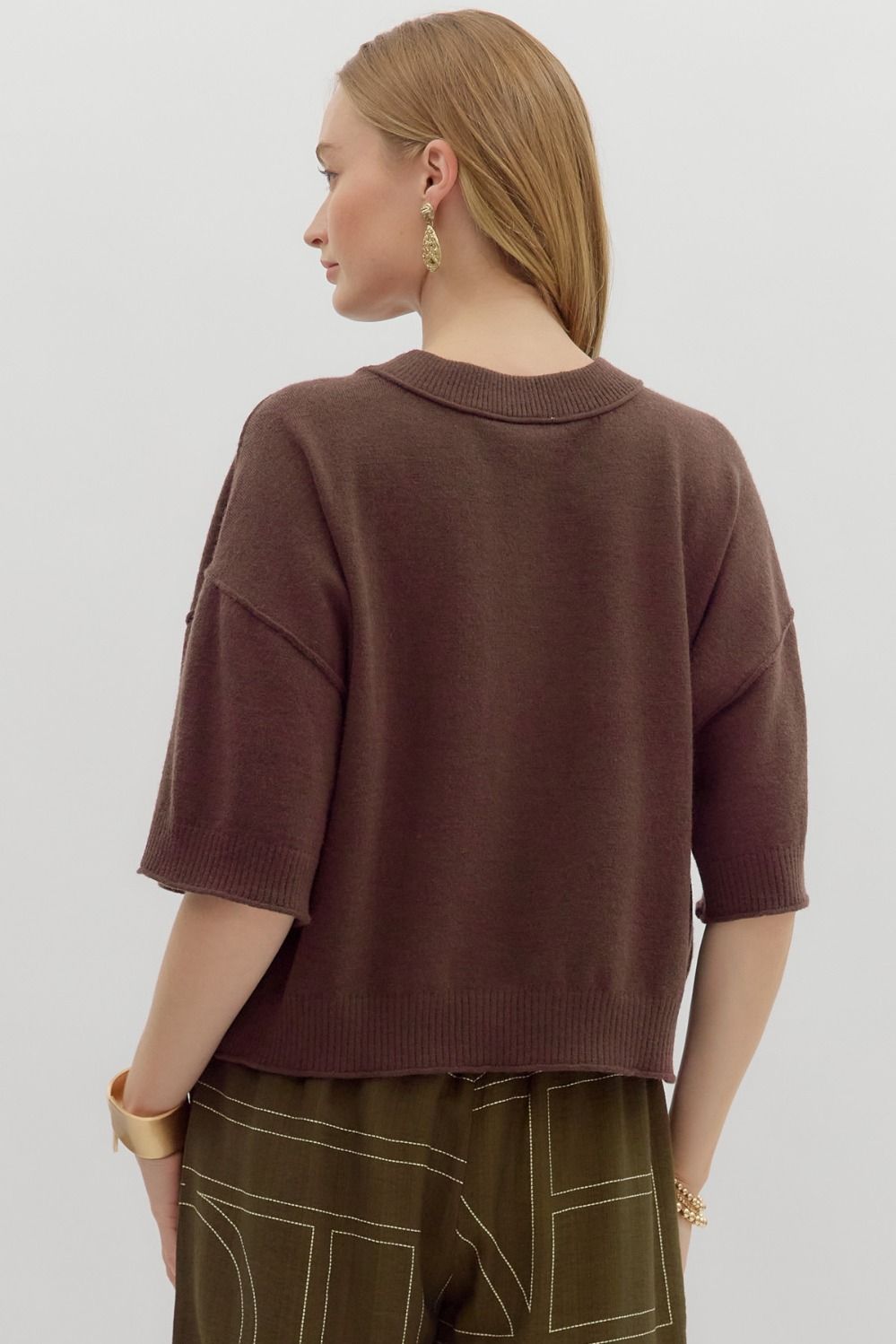Miller Sweater Top- Brown
