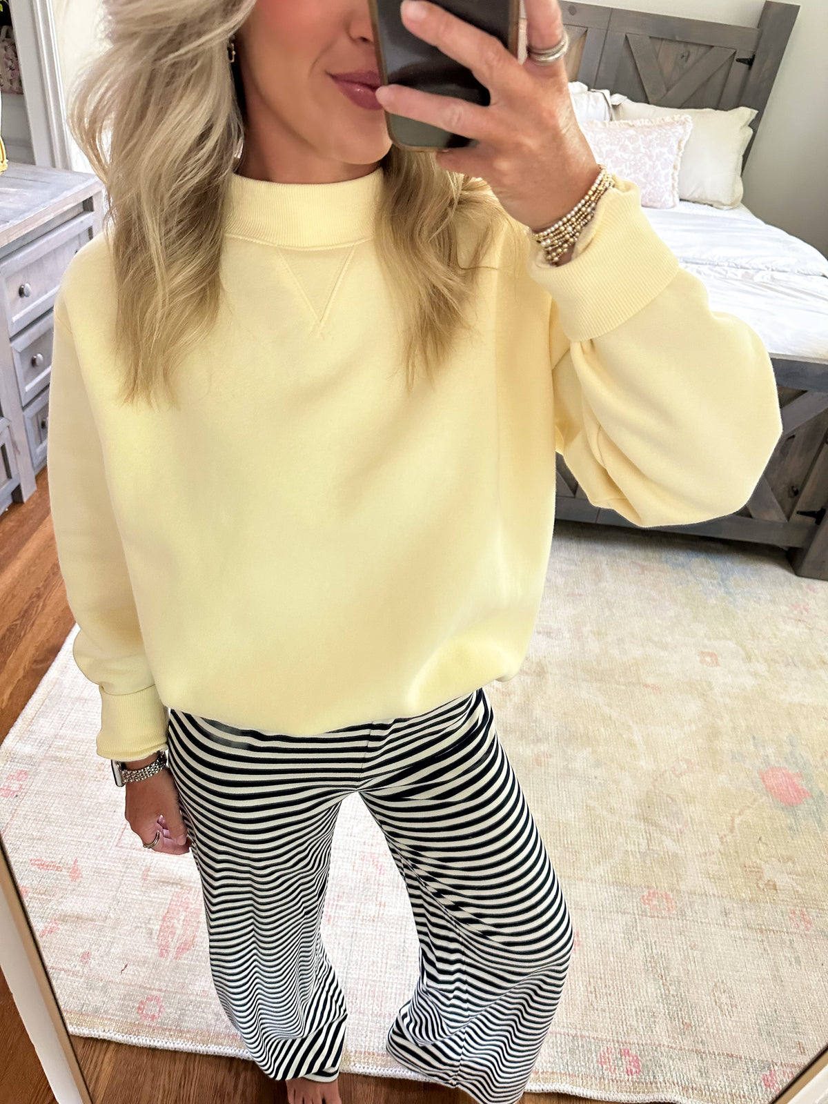 Natalie Stripe Pants- Navy
