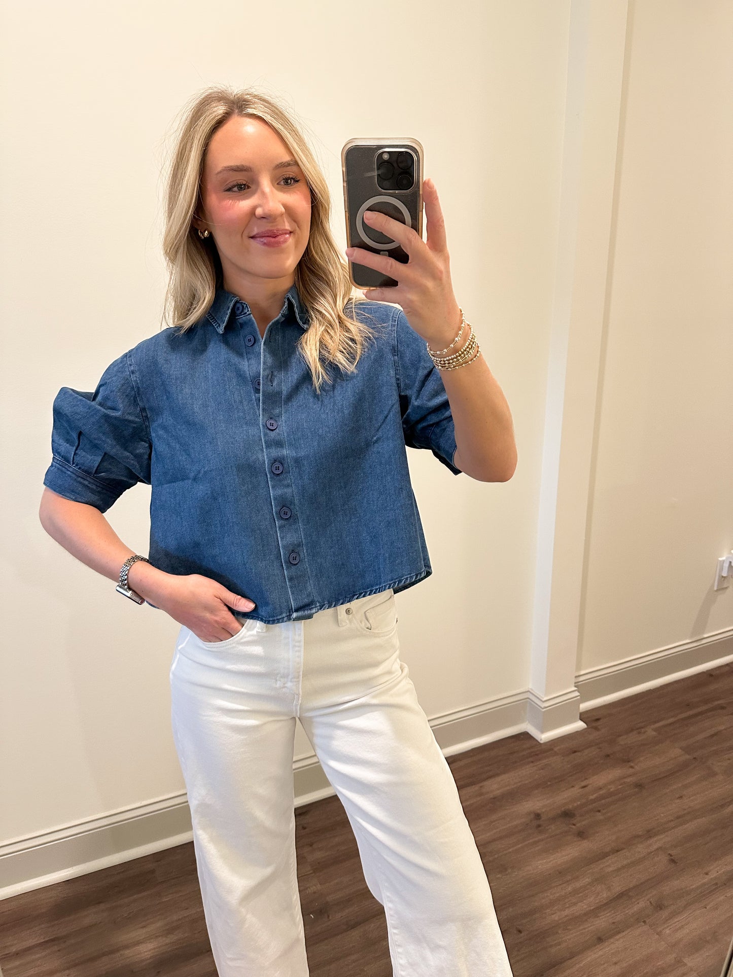Leanna Cropped Denim Shirt