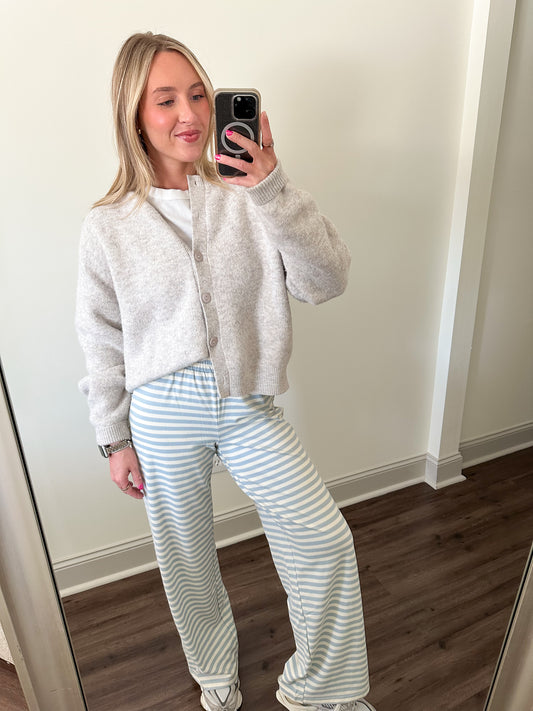 Easy Days Stripe Pants- Light Blue