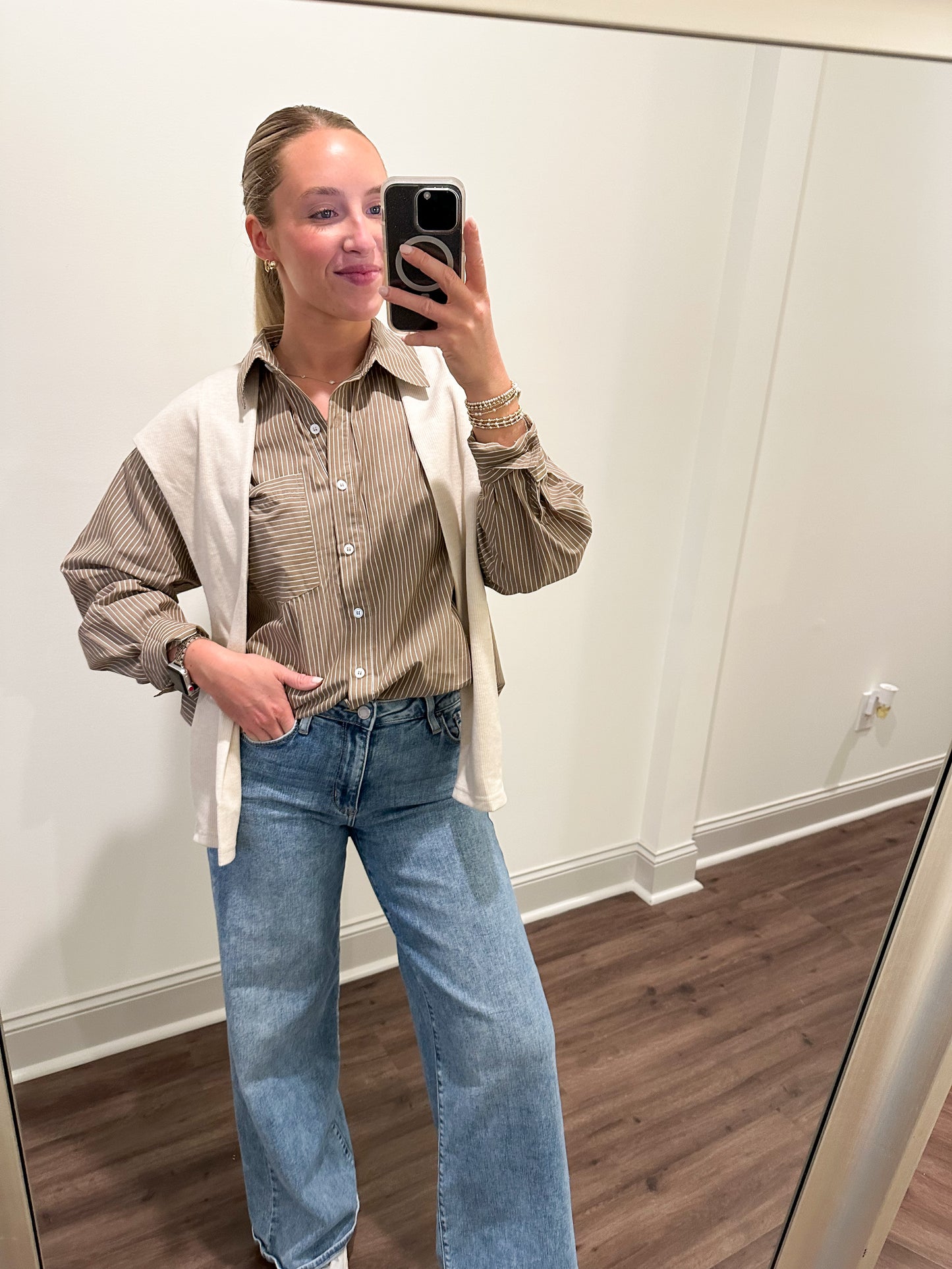 Maylen Stripe Top- Brown