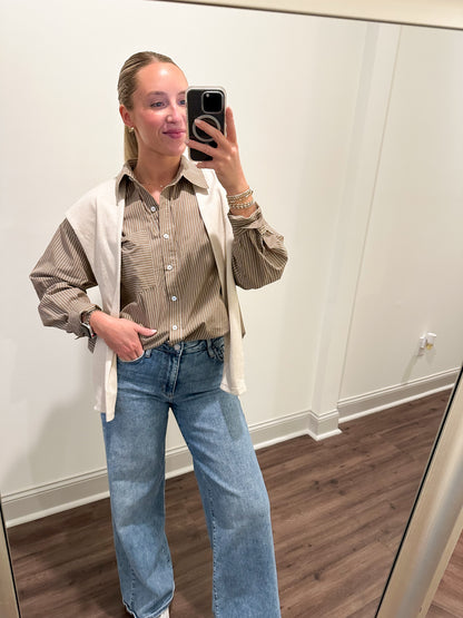 Maylen Stripe Top- Brown