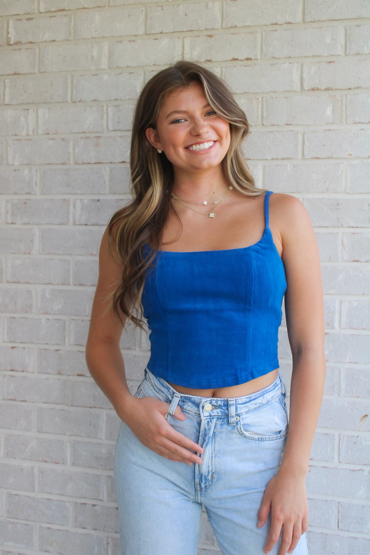 Corduroy Tank- Cobalt