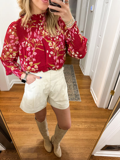Ginnie Floral Top- Burgundy