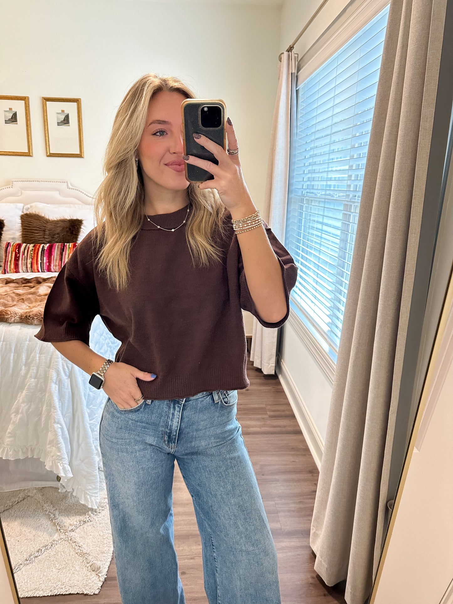 Miller Sweater Top- Brown