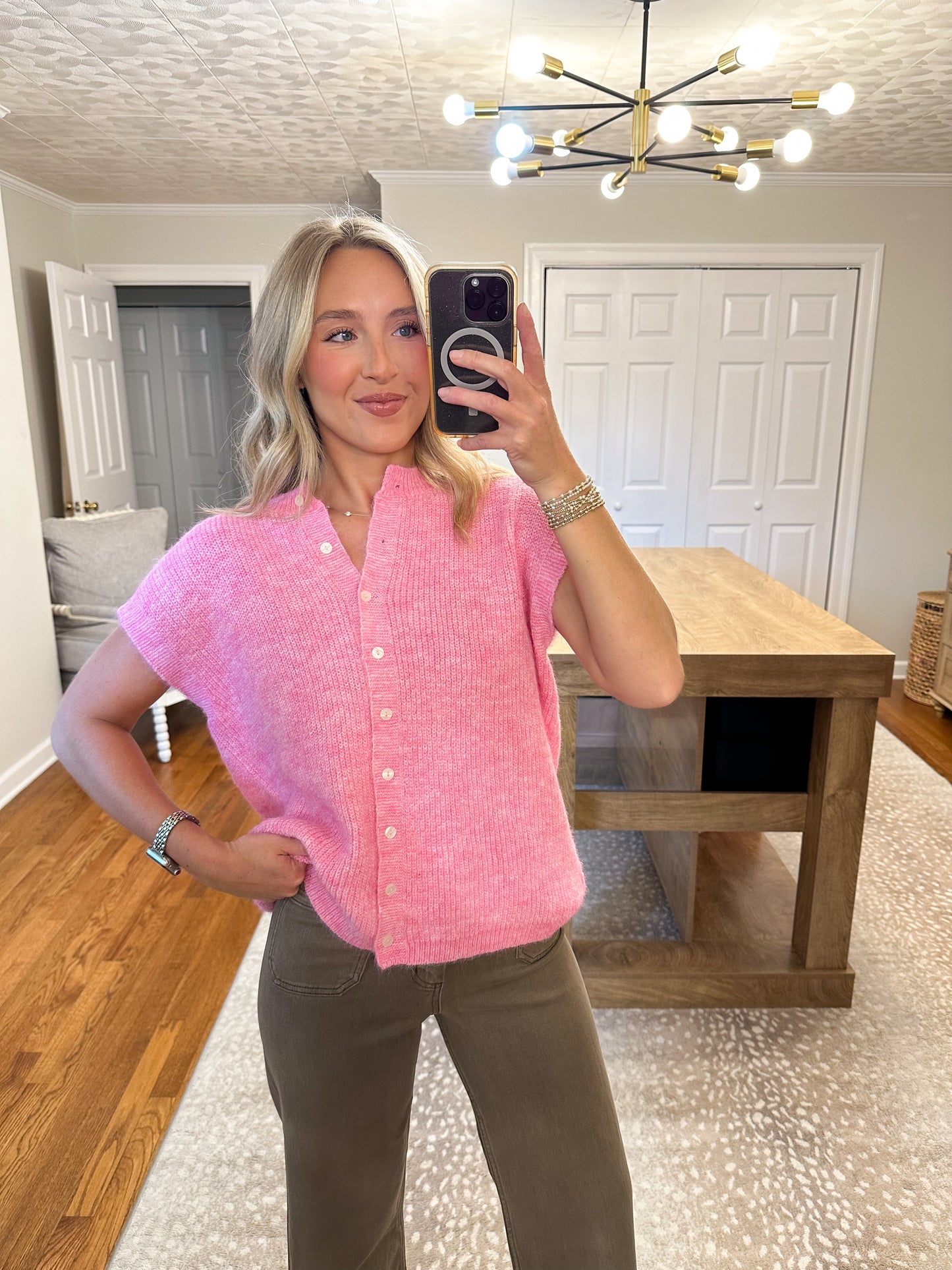 Liza Sweater Vest- Hibiscus