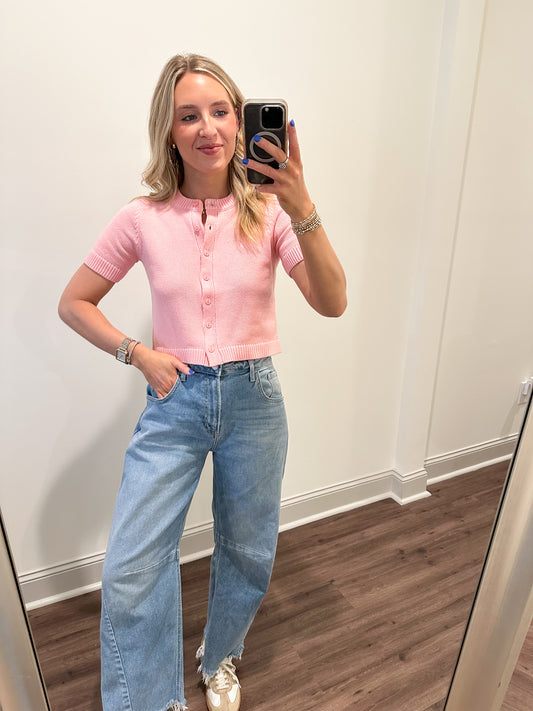 Leia Knit Top- Soft Pink