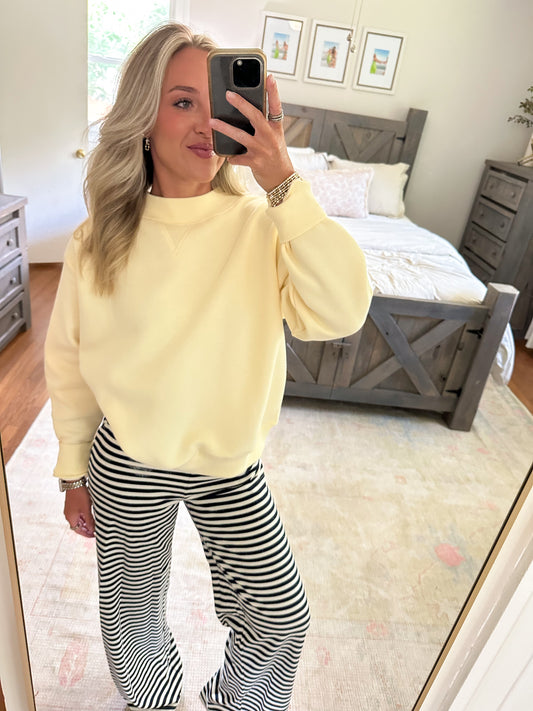 Natalie Stripe Pants- Navy
