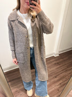Collared Maxi Cardigan- Brown