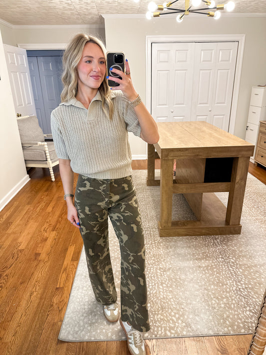 Camouflage Print Stretch Pants