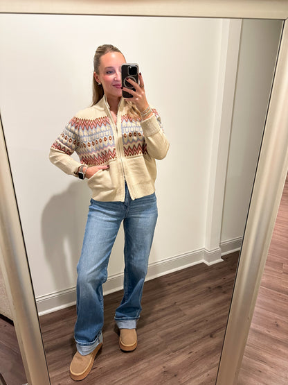 Lysa Isle Zip Up Cardigan- Sand