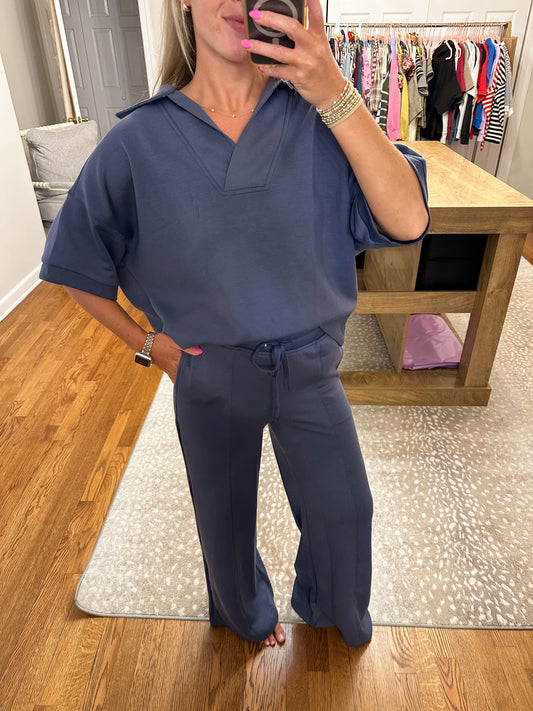 Scuba Collared Set- Blue Indigo