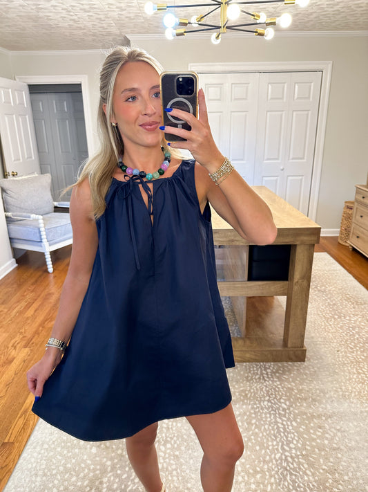 Elena Mini Dress- Navy
