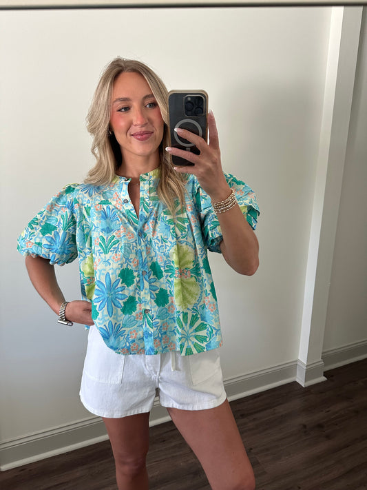 Claire Top- Lime Multi