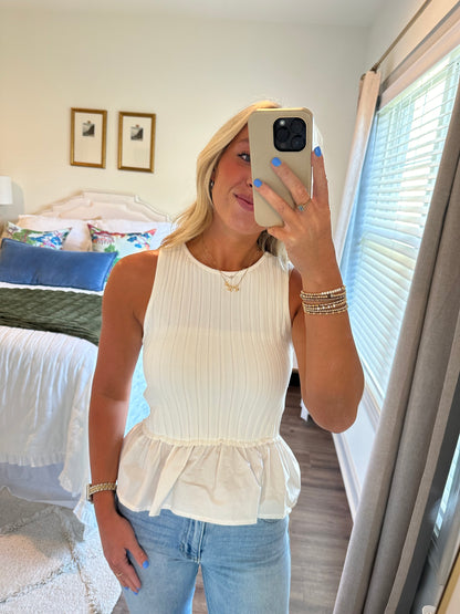 Mixed Media Tank- White