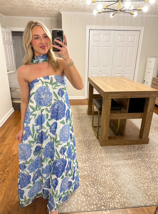 Mia Floral Maxi- Blue