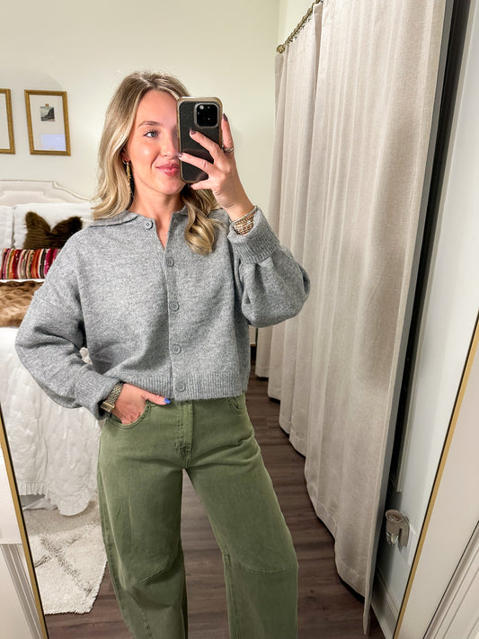 Rosewood Sweater Cardigan- Grey